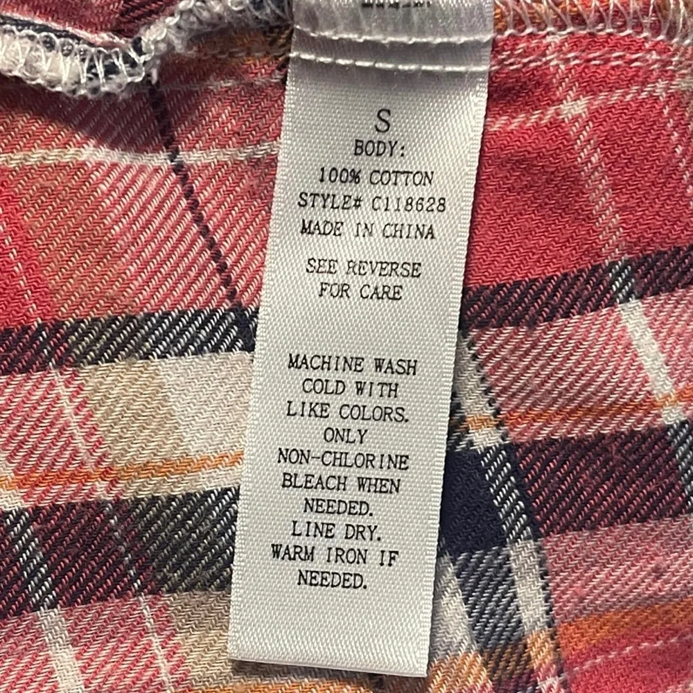 ALTAR'D STATE Plaid Tunic Pleated VNeck Cotton Top Blouse Size Small